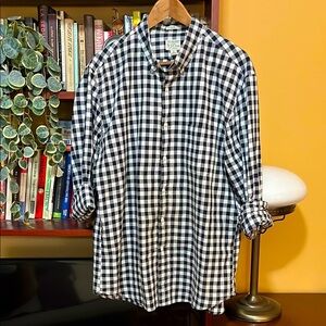 J.CREW Men's Black and White Checkered Gingham 100% Cotton Shirt L